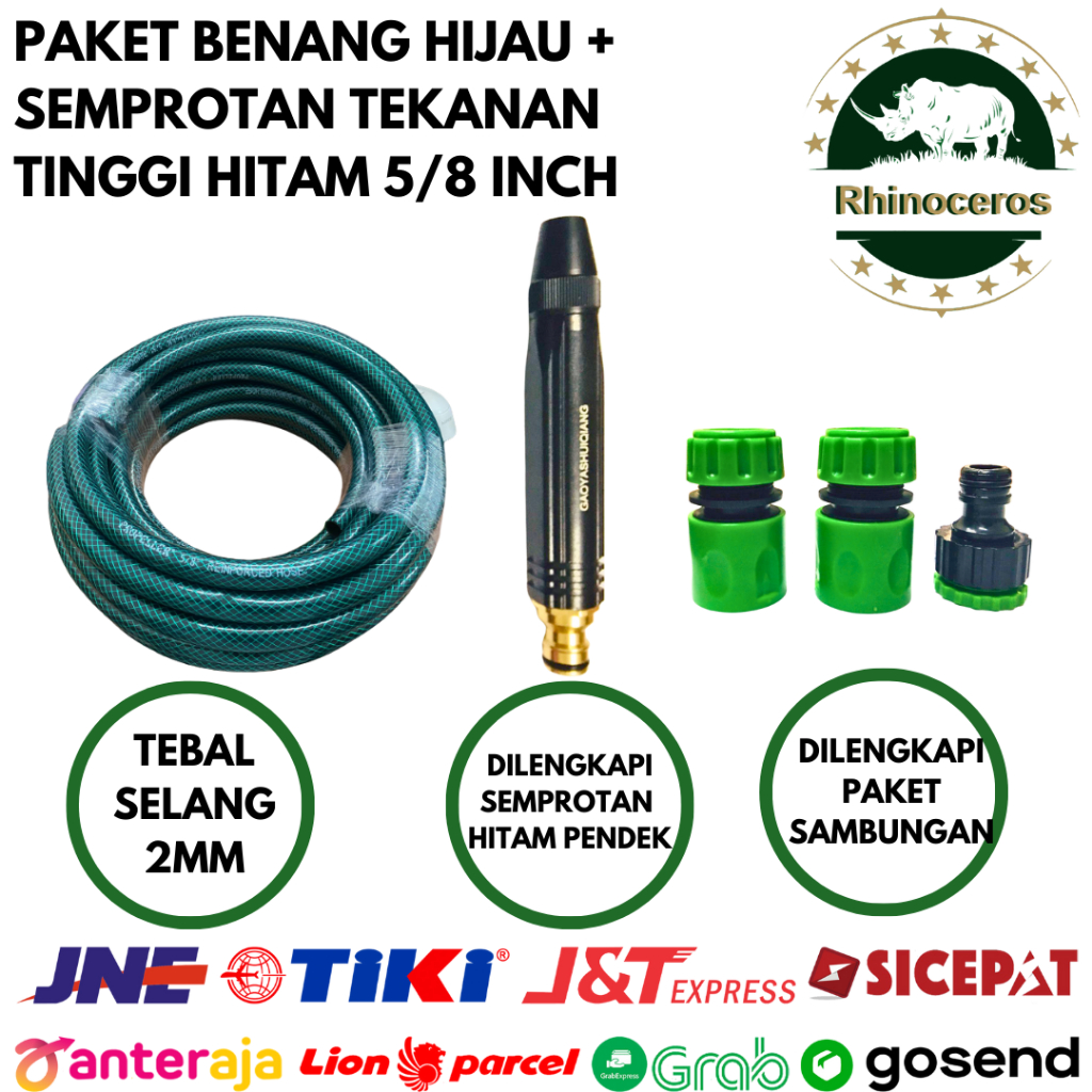 Selang Paket Air Benang Hijau 5/8 Anti Lumut Dan Paket Semprotan