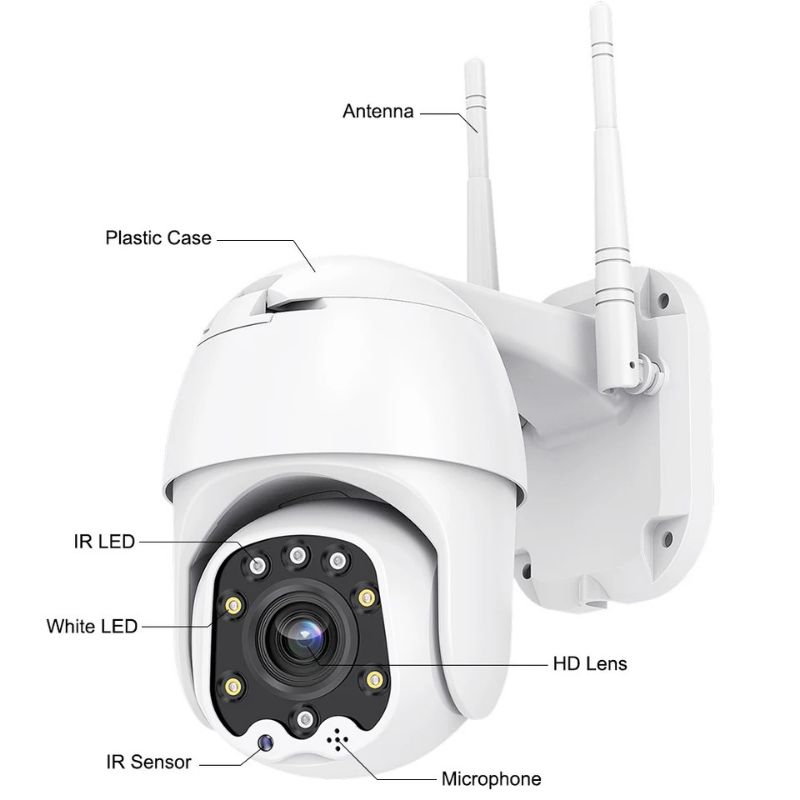 IP CAMERA OUTDOOR PTZ SPEED DOME 8MP 1080P WIRELESS 5x OPTICAL ZOOMColorVu : Malam Berwarna