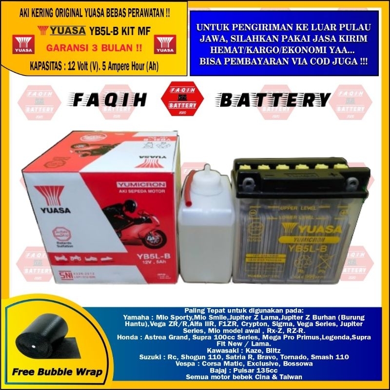 AKI MOTOR SUPRA X LAMA 110CC, ASTREA GRAND, LEGENDA, FIT X YB5L-B YUASA ORI