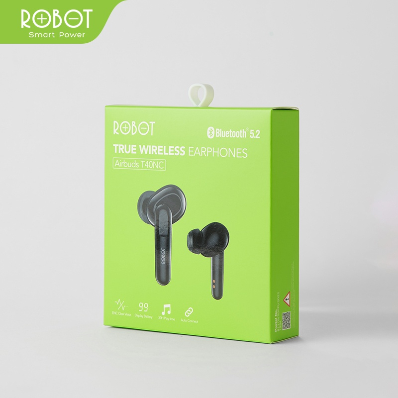 Robot TWS Wireless Earphone Airbuds T40NC In-Ear ENC TWS Bluetooth Earphones Deep Rich Bass BT 5.2 Original by.minigo