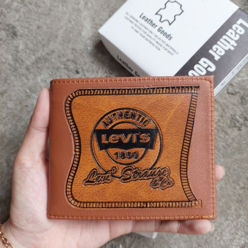 Produk Baru - Dompet Pria Logo Embos LV5000 Model Lipat 2 ukuran 5inch Dompet Uang/Koin/Kartu Fashio