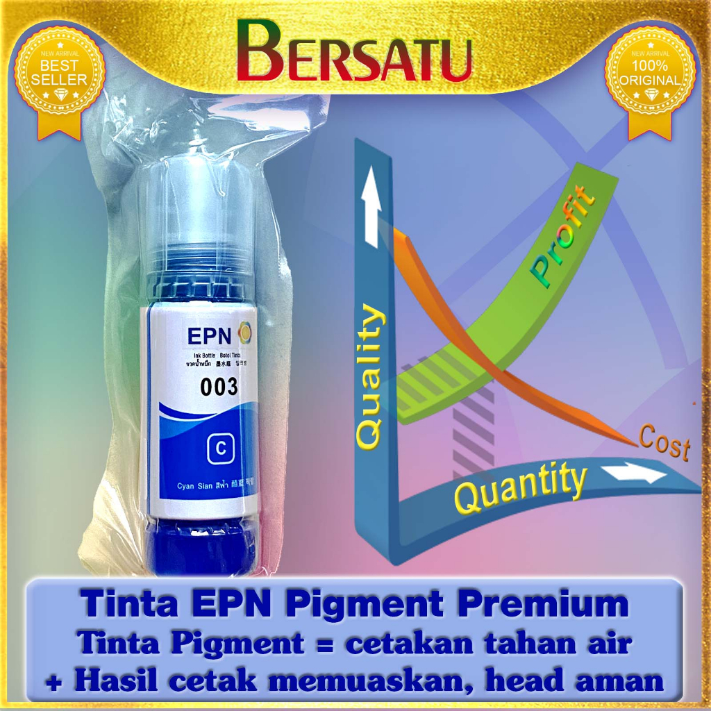 Tinta 003 Pigment Compatible Refill EPN Premium untuk Printer Epson L 1110 1210 1250 1256 3100 3101 3110 3150 3210 3250 3256 5190 5290 No Box