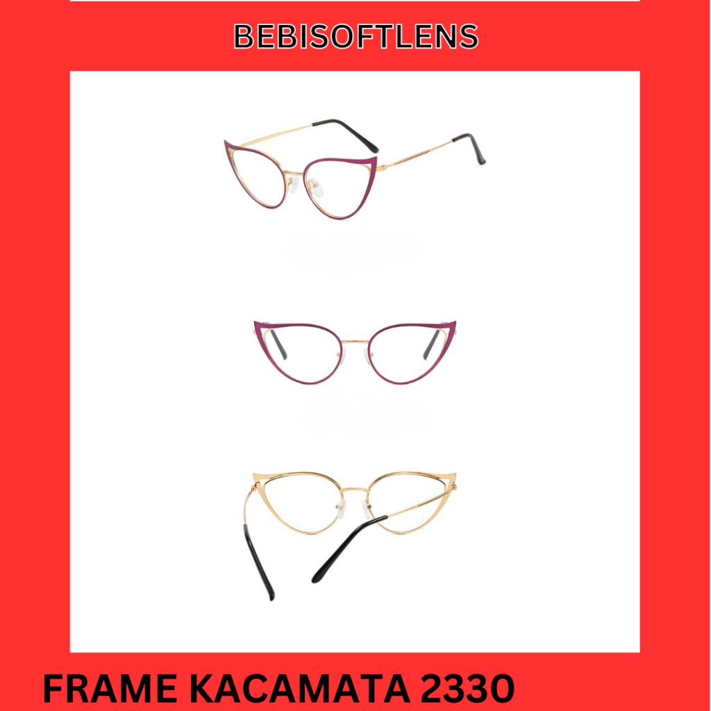 Kacamata Cat Eye 2330 Kacamata Minus Normal , Kacamata Gaya Bluecromic Anti Radiasi Kaca Mata Minus Wanita Pria / BB