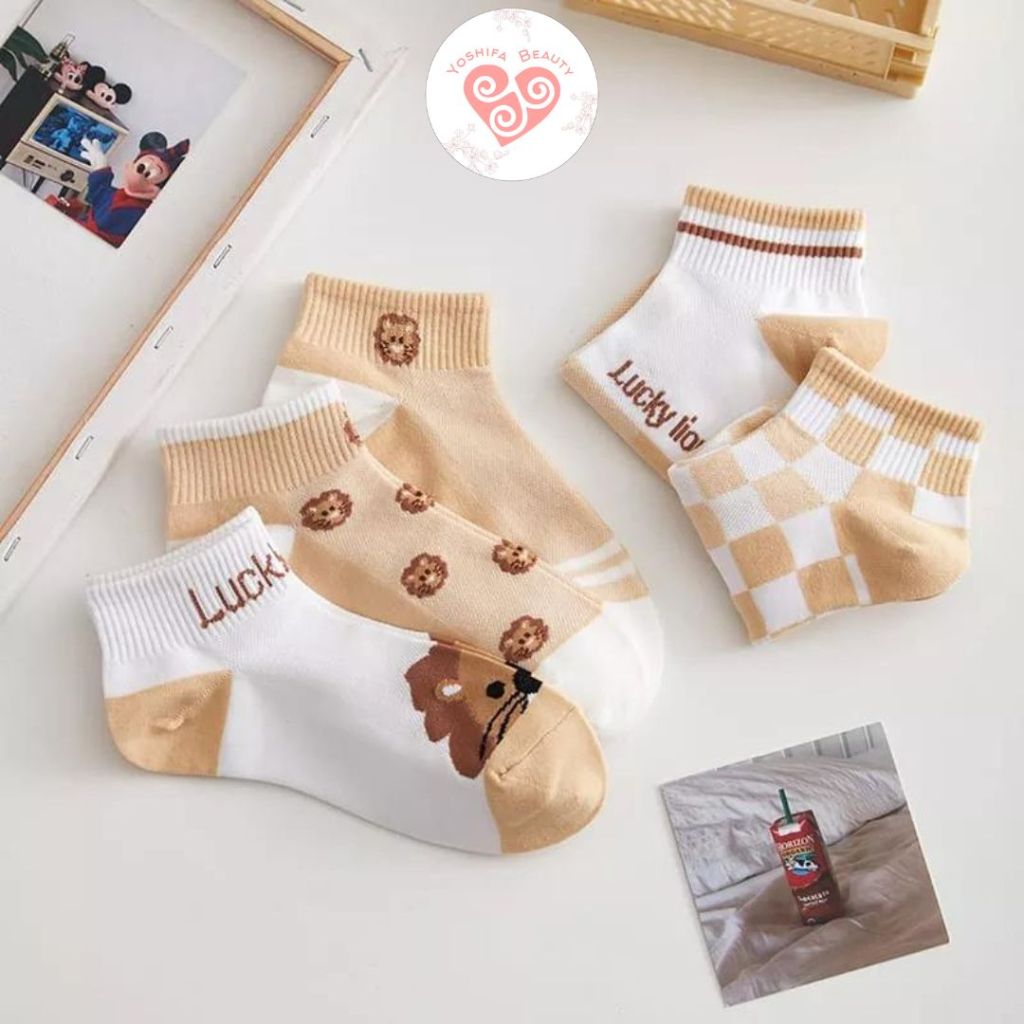 Kaos Kaki Wanita Motif Lucu Lion Cute Toska Lucu  Cute Lion | Kaoskaki Cute Murah Fashion Korea Women Sock Import