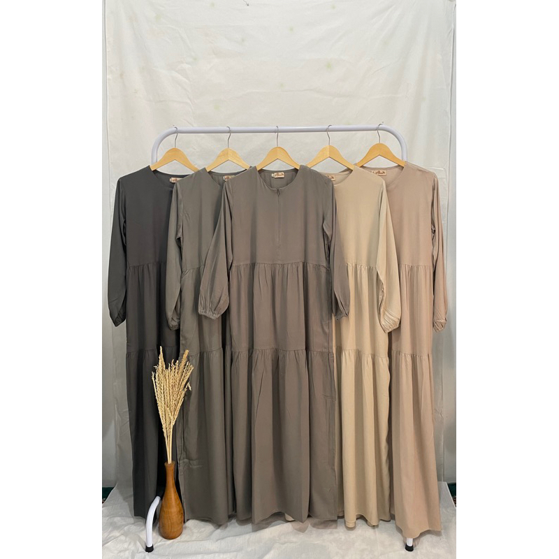 GAMIS RAYON TWILL PREMIUM KAHATEX HOMEDRESS RAYON TWILL PREMIUM KAHATEX BUSUI FRIENDLY SZ M-XL ABU T