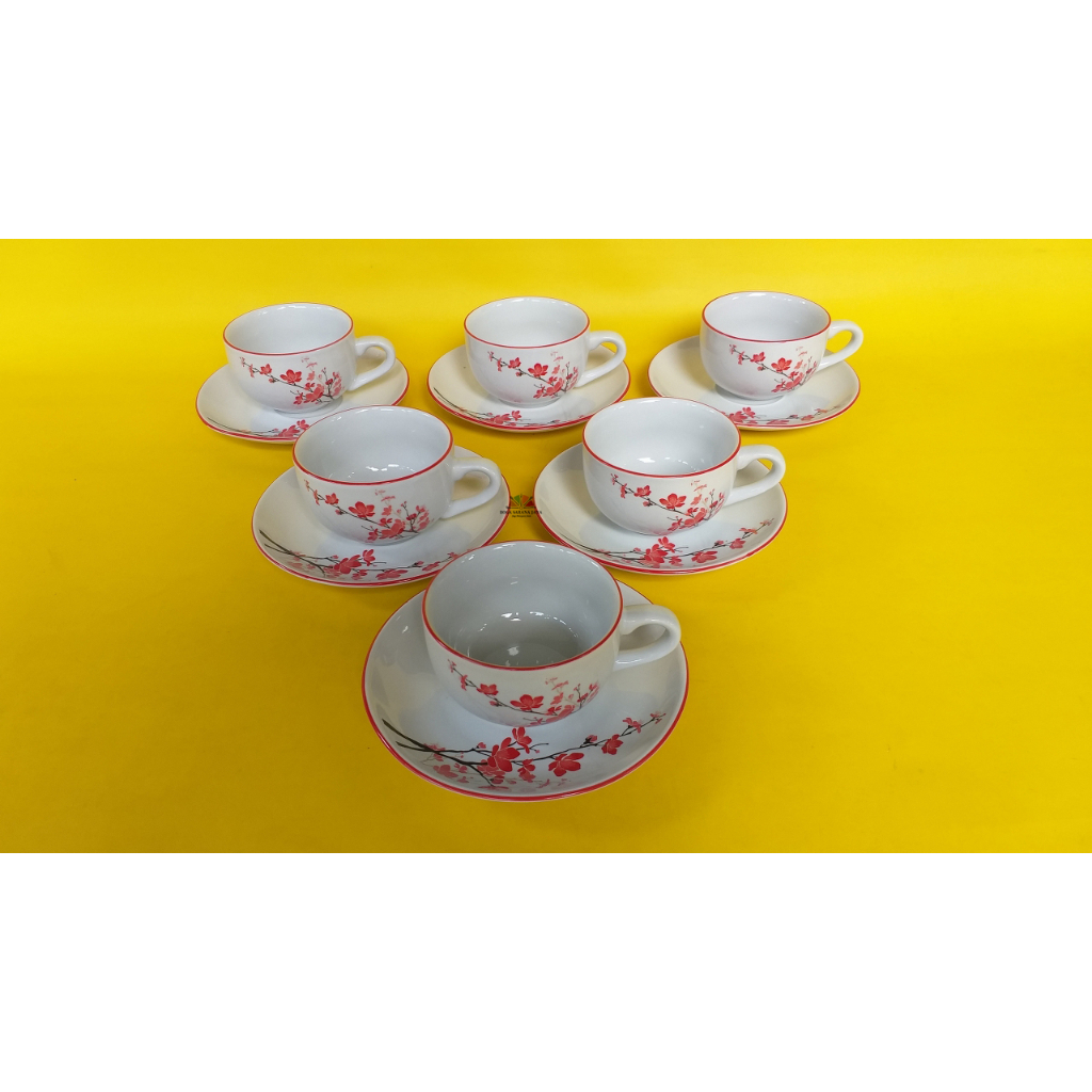 Cangkir Set/ Cangkir Kopin/ Cangkir Motif Sakura