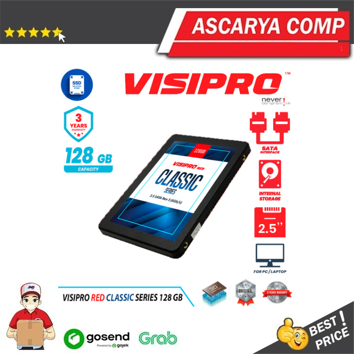 SSD Visipro Red Classic Series 128GB - SATA - 2.5'' - Garansi 3 Tahun