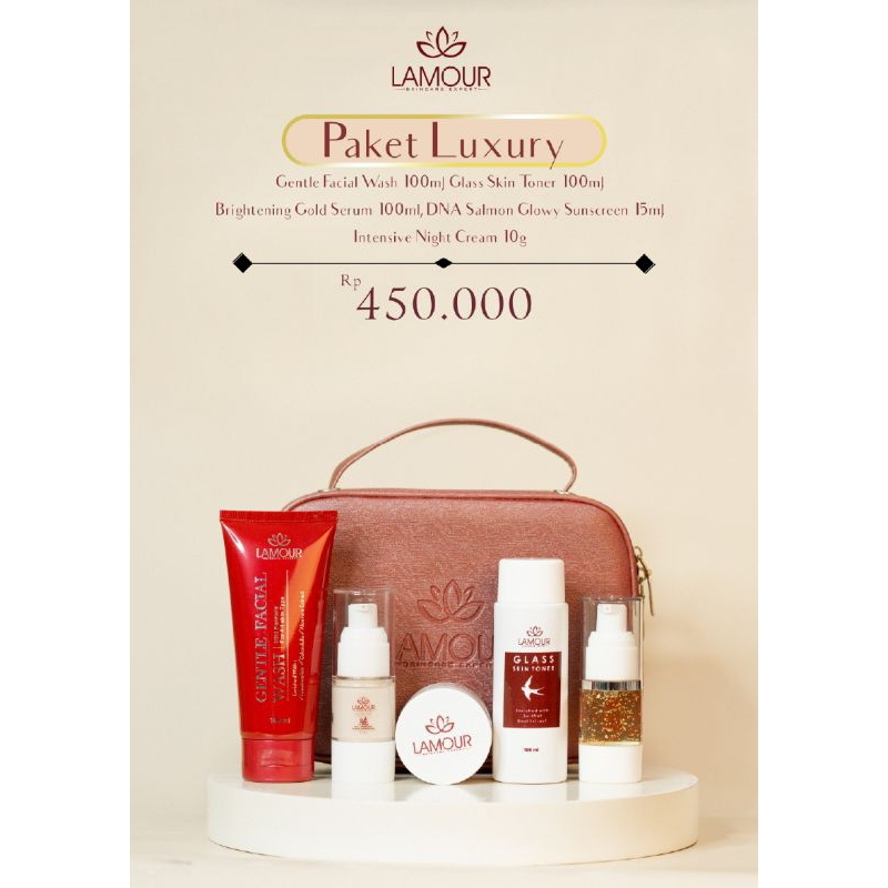 PAKET LUXURY By LAMOUR SKINCARE | skincare untuk flek hitam | mencerahkan kulit dan membuat wajah ta