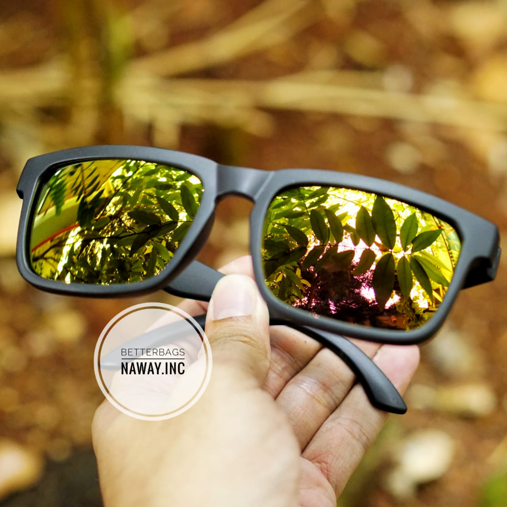 Kacamata Pria Lensa Mirror Iridium / Kaca Mata Hitam Retro Suglasses Trendi untuk outdoor siang hari anti radiasi UV 400 model korea