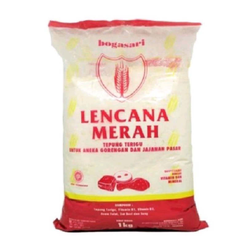 

terigu lencana merah 1kg kemasan berkualitas bogasari