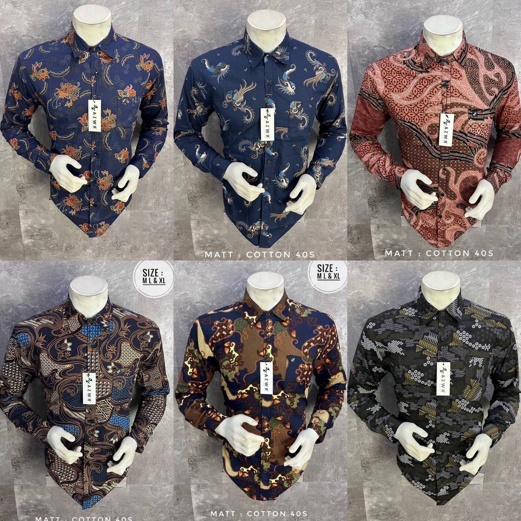 Kemeja Batik Pria Baju Batik Lengan Panjang Motif Modern Original by AZWR