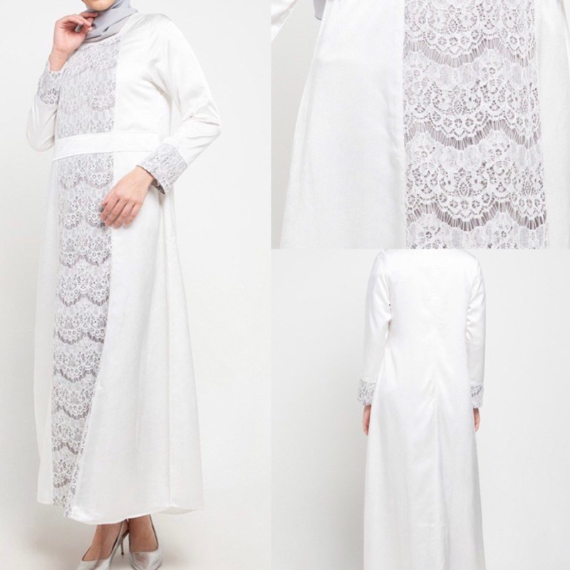 Dress gamis putih hari raya cardinal femme