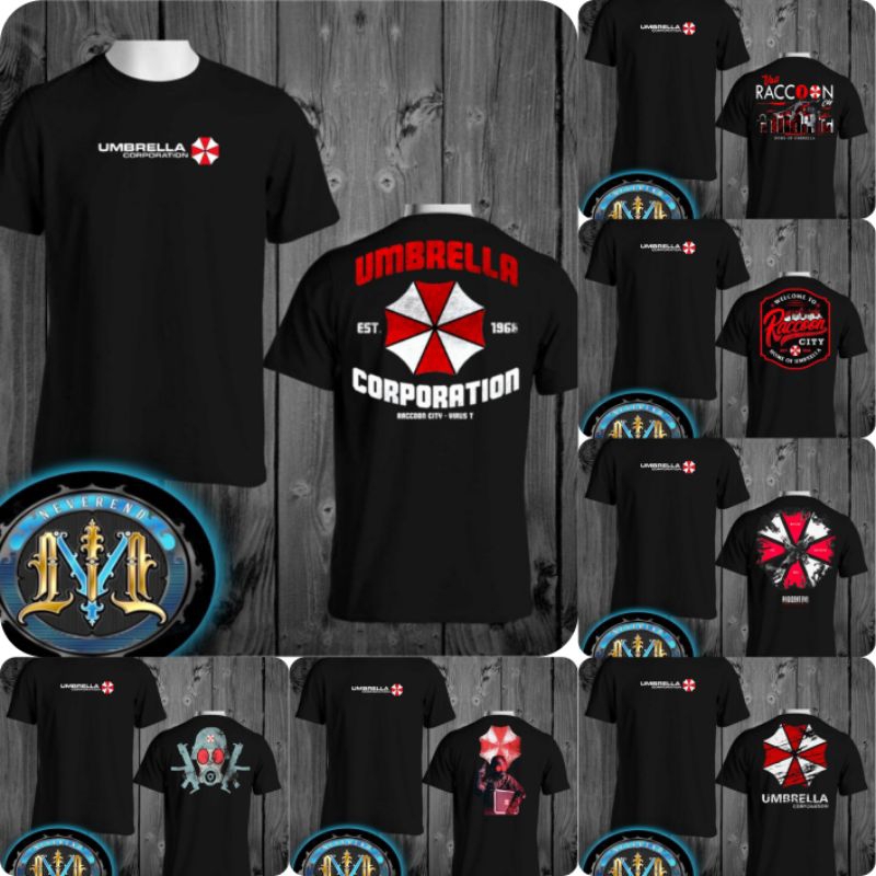 Kaos Umbrella Corporation Resident Evil Hitam Series / Tshirt Distro Umbrella Corporation Cowok Cewe