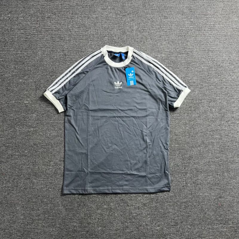 KAOS RINGER ADIDAS LOGO ABU FULL TAG LABEL CASUAL