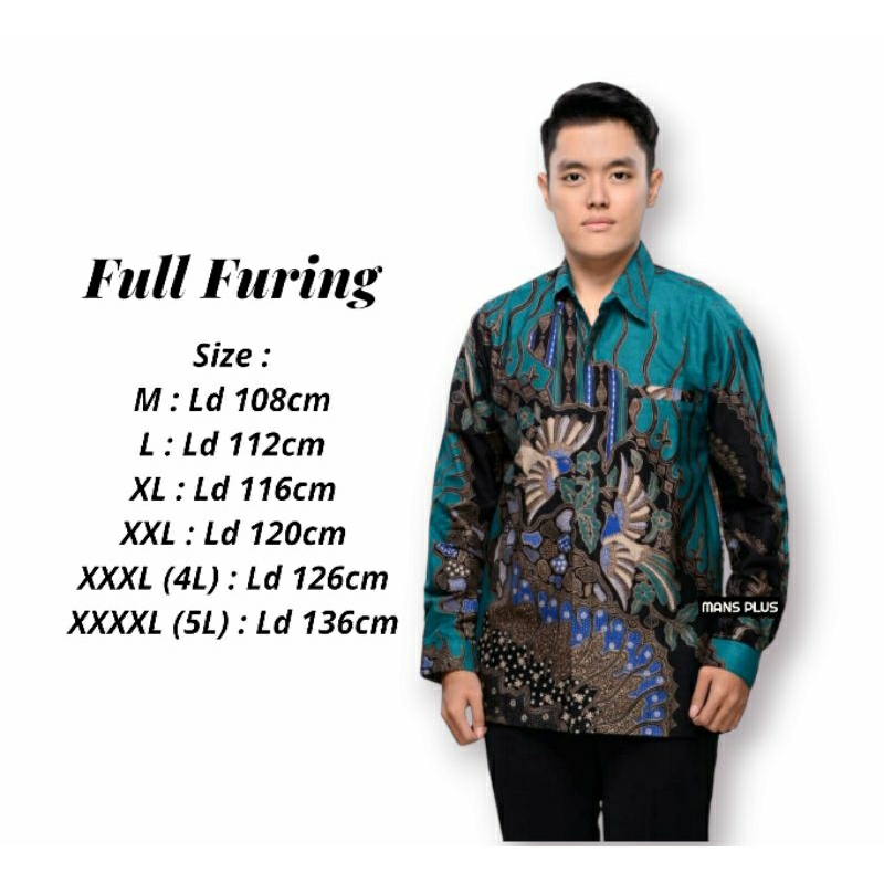 [FULL FURING] Kemeja Batik Furing Pria Jumbo Lengan Panjang 4L-5L Modern Big Size XXXXL KRS-Tos