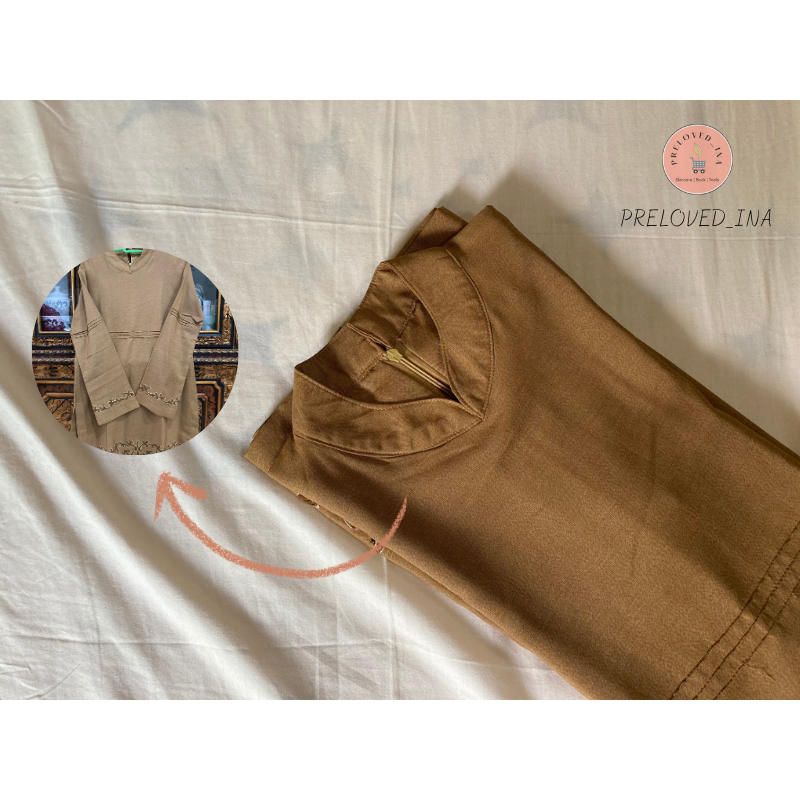 [PRELOVED] Tunik Mocca List Bordir Atasan Muslim Wanita