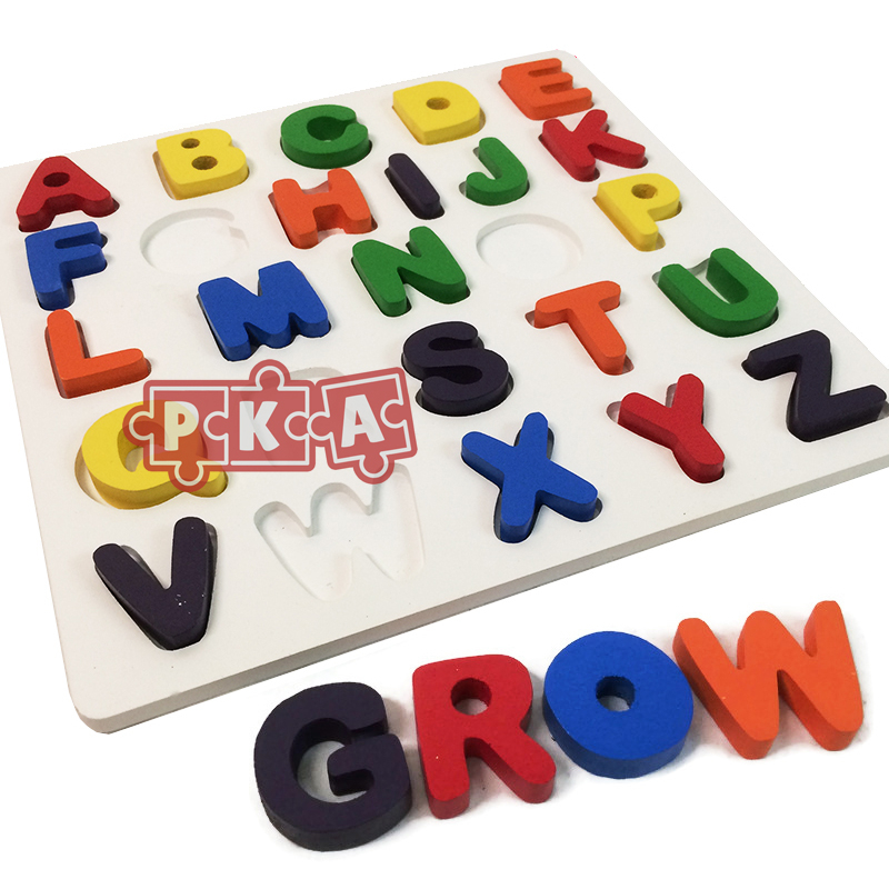 Puzzle Kayu Balok Huruf Besar Chunky Kapital Alphabet ABC Mainan Pazel