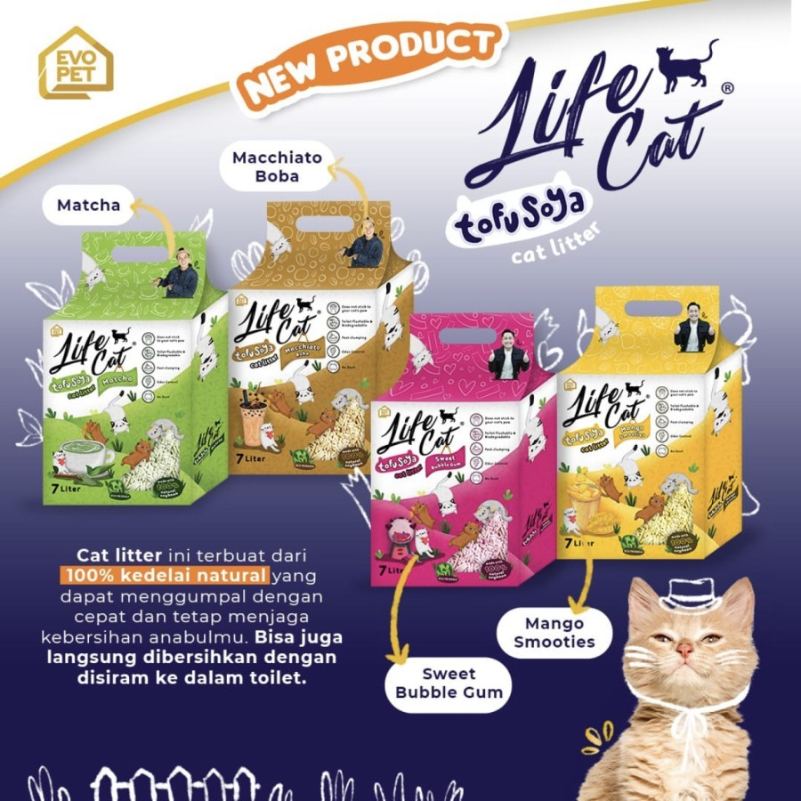 Life Cat Tofu Soya Cat Litter 7L - Pasir Kucing Tofu Gumpal 7 Liter