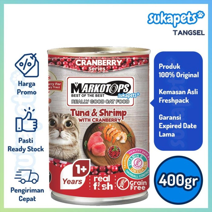 Markotops Kaleng Tuna &amp; Shrimp With Cranberry 400gr