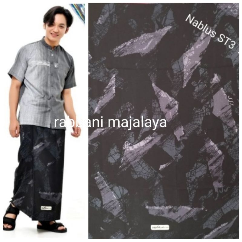 sarung nablus rabbani - sarung palestine hitam - sarung hitam - rabbani sarung geopa 4 kode 200 - sa