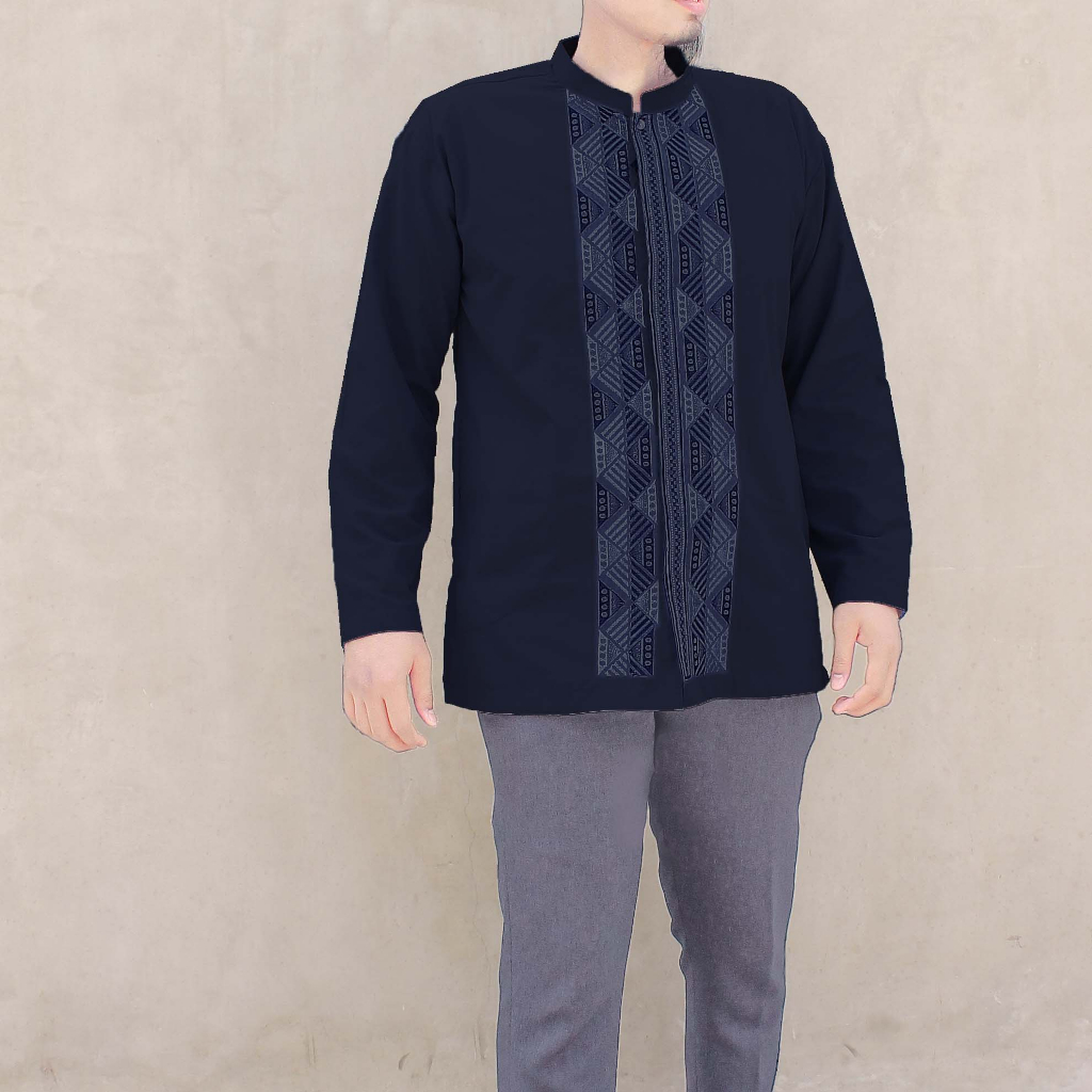 [JUMBO] Baju Koko Muslim KODE EJE Pria BIG SIZE Dewasa Lengan PANJANG warna bordir asli Grosir bahan katun ukuran jumbo
