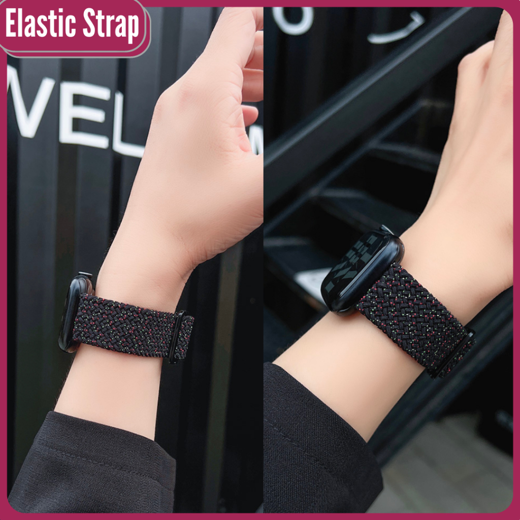 strap untuk watch series 1 2 3 4 5 6 7 DT No 1 HW22 W26 IWO iwatch 38mm 40mm 41mm 42mm 44mm 45mm Nylon Adjustable Elastic Belt Bracelet Metal Buckle Braided