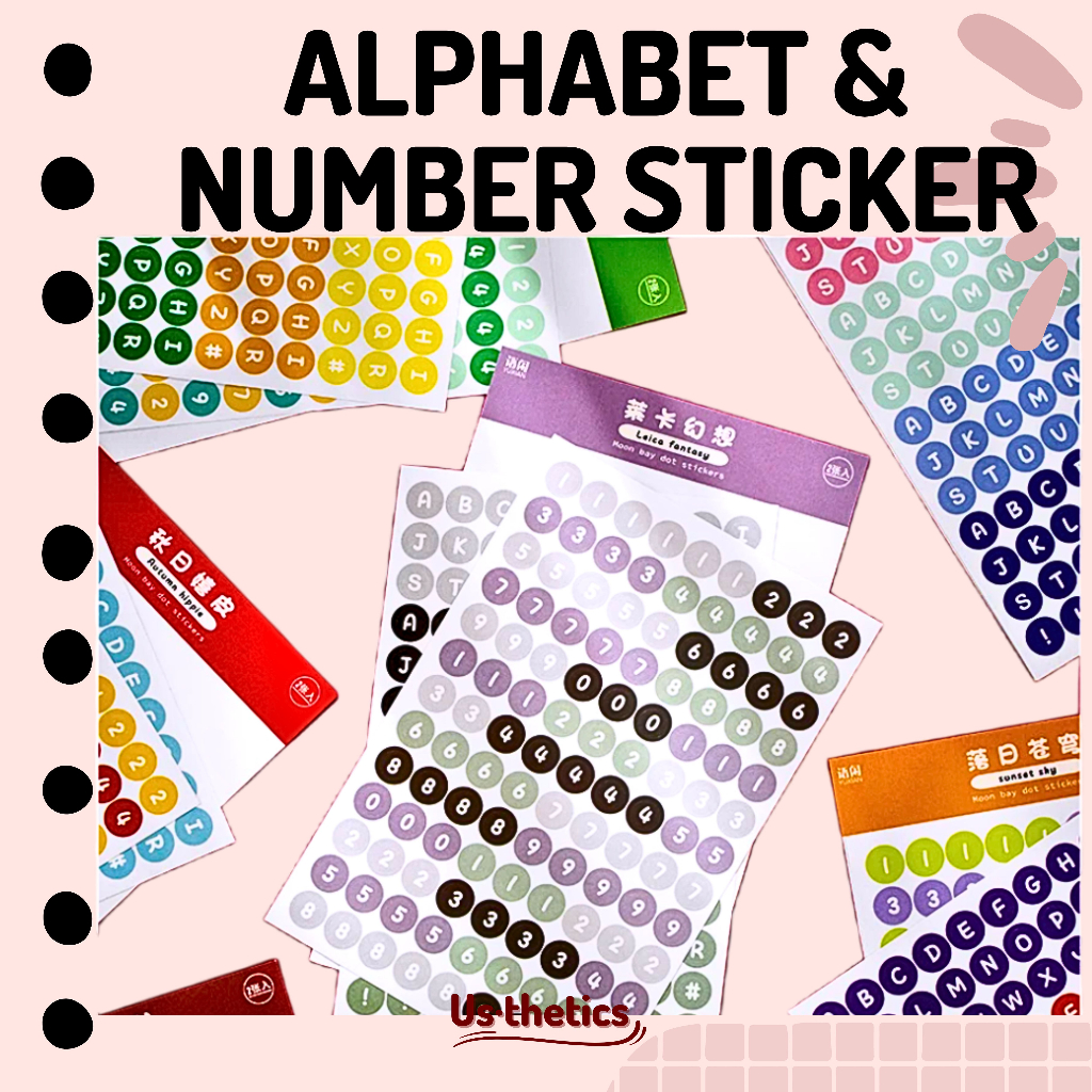 

(2 pcs) Stiker Huruf dan Angka | Number and Letter Stickers DIY | Sticker Alphabet | Bujo stickers