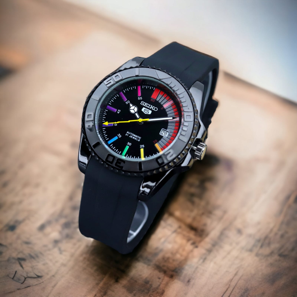 (BISA COD) Jam Tangan Fashion Se1ko Strap Rubber Tanggal Aktif Ring Bezel Bisa di Putar