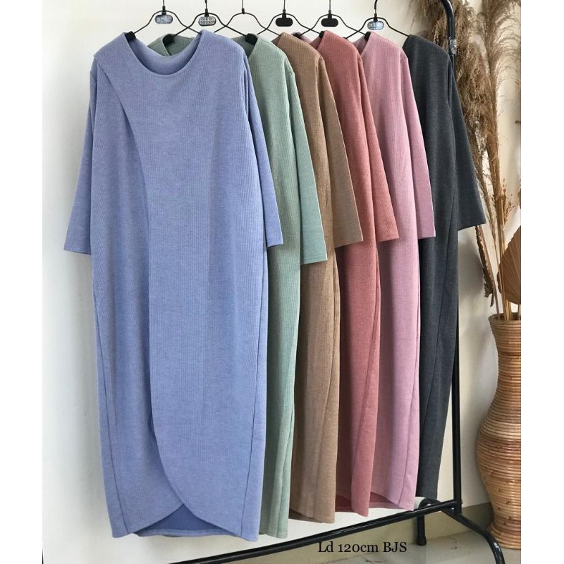 LONG TUNIK KNIT DENGAN BELAHAN PAHA TUNIK RAJUT PREMIUM WANITA