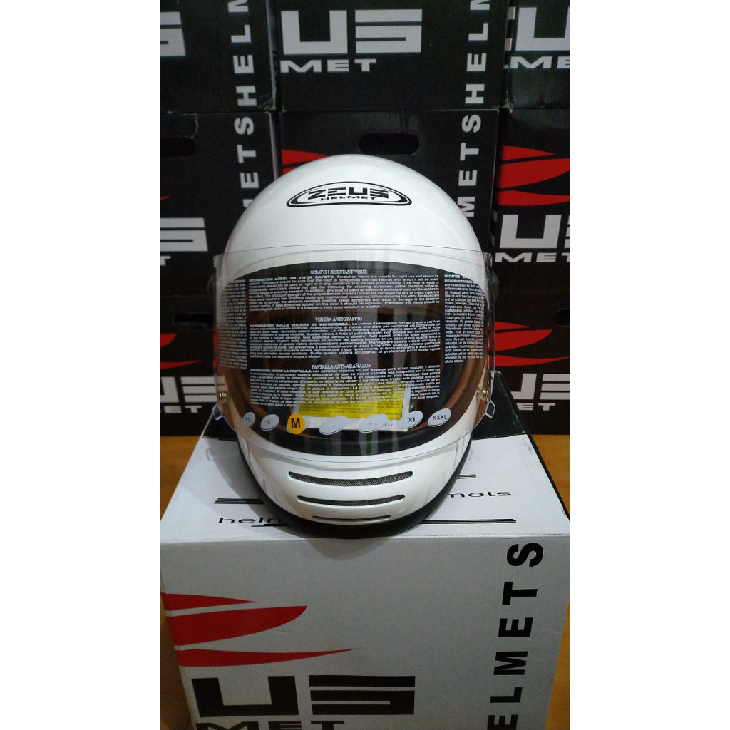 ZEUS HELM ZS 816E - Helm Full Face Vintage - WHITE GLOSY