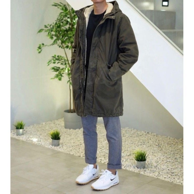 GAP Sherpa Lined Fishtail Parka Olive