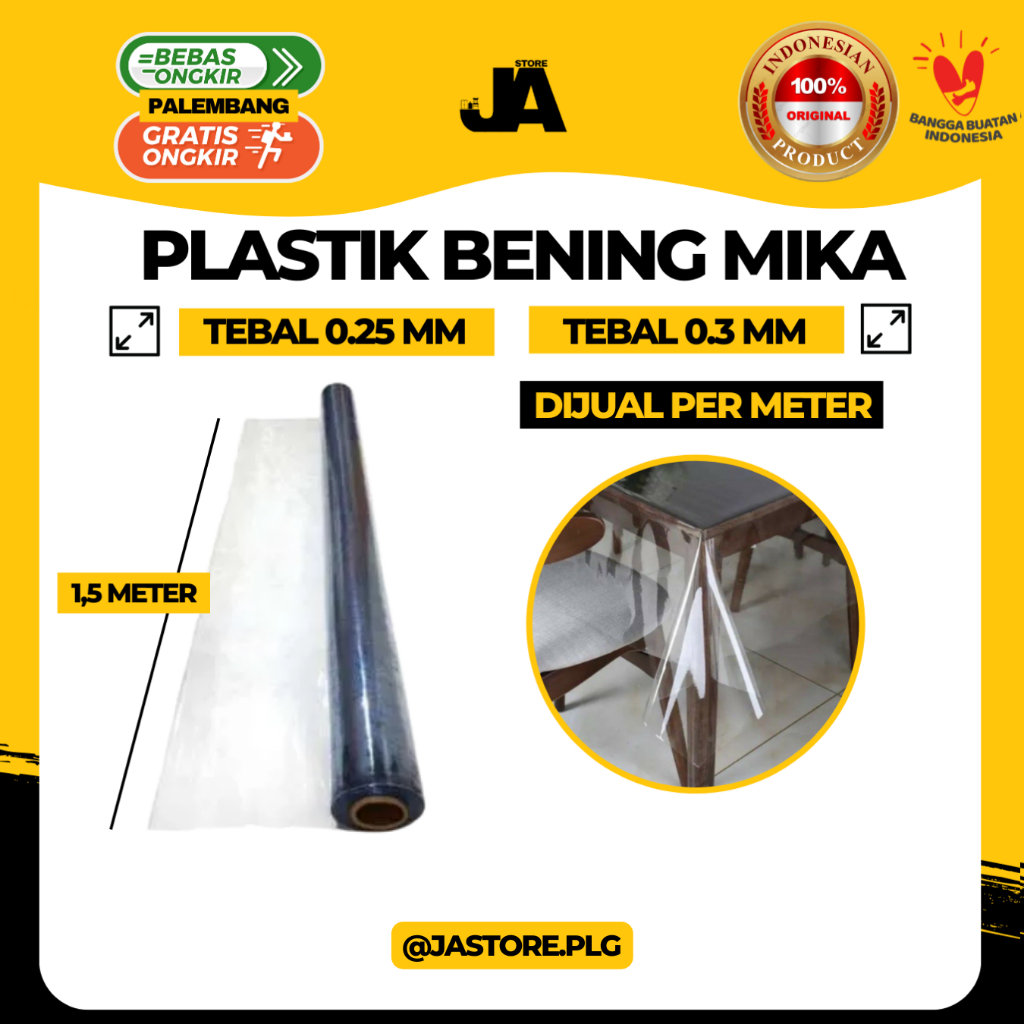 Karpet Plastik Bening Mika Meteran Meja 1,5 m / Tebal 0,25 & 0,3 mm - 0,3 mm
