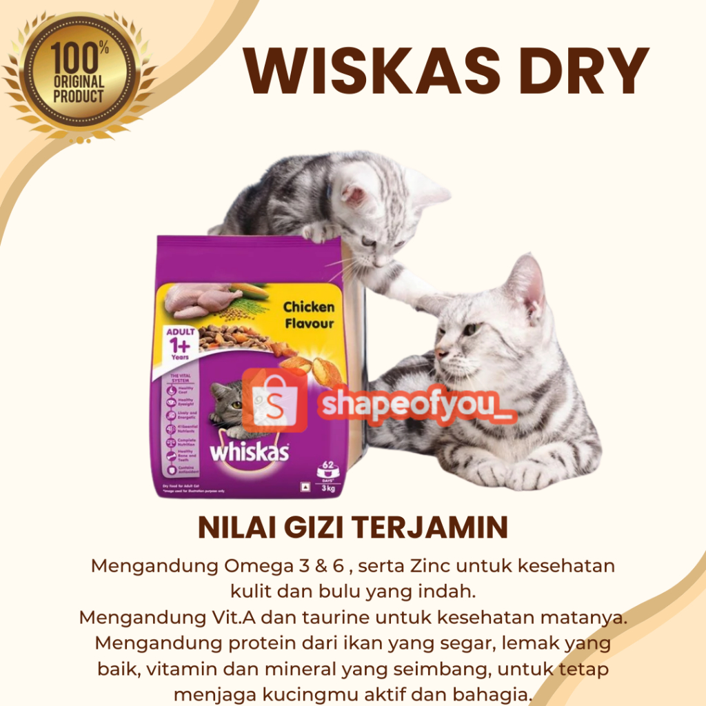 Whiskas Dry Cat Food Freshpack 450gr Wiskas 1.2 kg Junior Makanan Kering Kucing Kitten Adult Wishkas