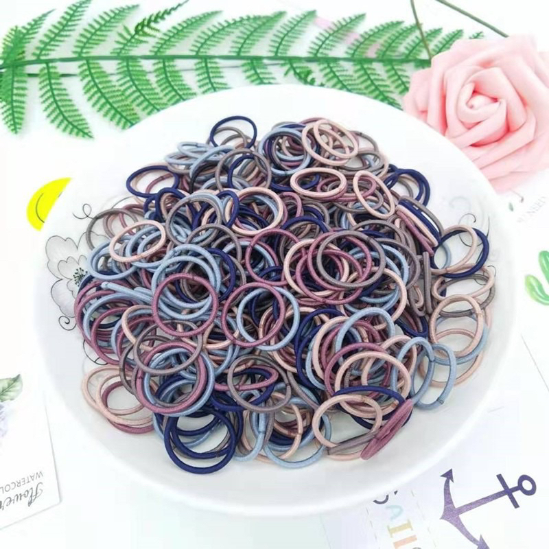 FREE POUCH 100PCS !!! IKATAN RAMBUT ANAK / IKAT RAMBUT KARET / IKAT RAMBUT ELASTIS IMPORT GAYA KOREA