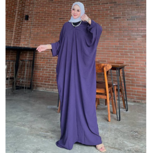 Kaftan Jumbo Syamilda Matt Crinkle AirFlow Kerah Oblong