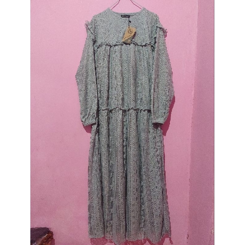 GAMIS BRUKAT ZHAFIRA SET SEGIEMPAT VOAL AZARA || GAMIS LEBARAN 2023