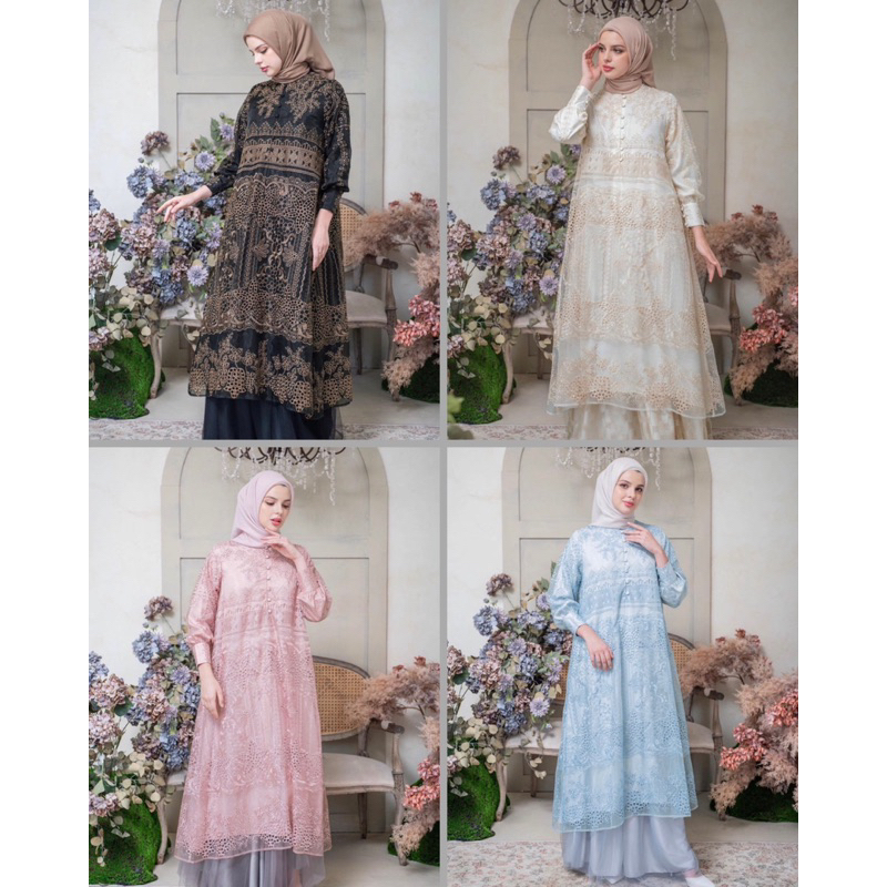 SIAP KIRIM size L XL Liora Midi dress heaven lights light arunika series hl raya