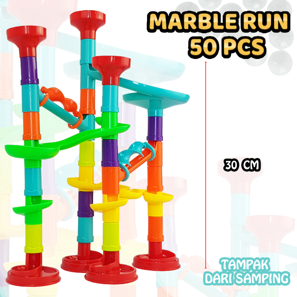 Mainan Bola Pipa Marble Run Isi 50PCS / Pipeline Toys Set / Pipa Seluncur Kelereng 8803