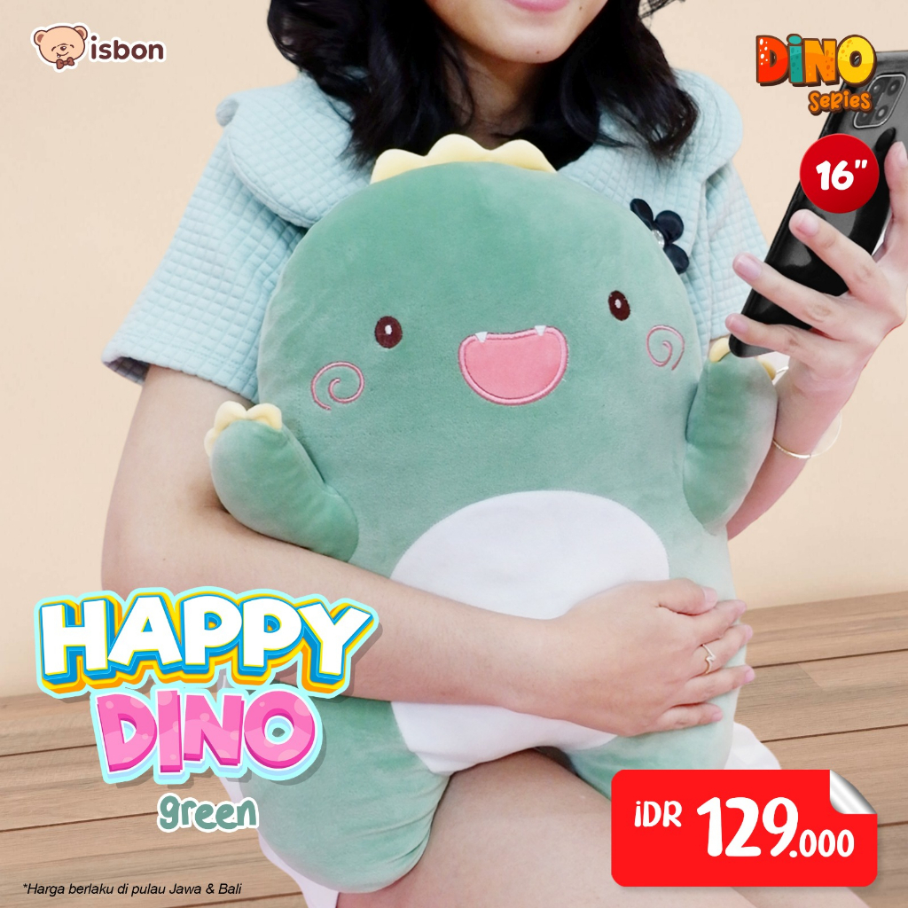 ISTANA BONEKA Bantal Dinosaurus Happy Dino Untuk Anak Bahan Premium Karakter hewan Cocok Untuk Tidur mudah di peluk hadiah pacar anniversary