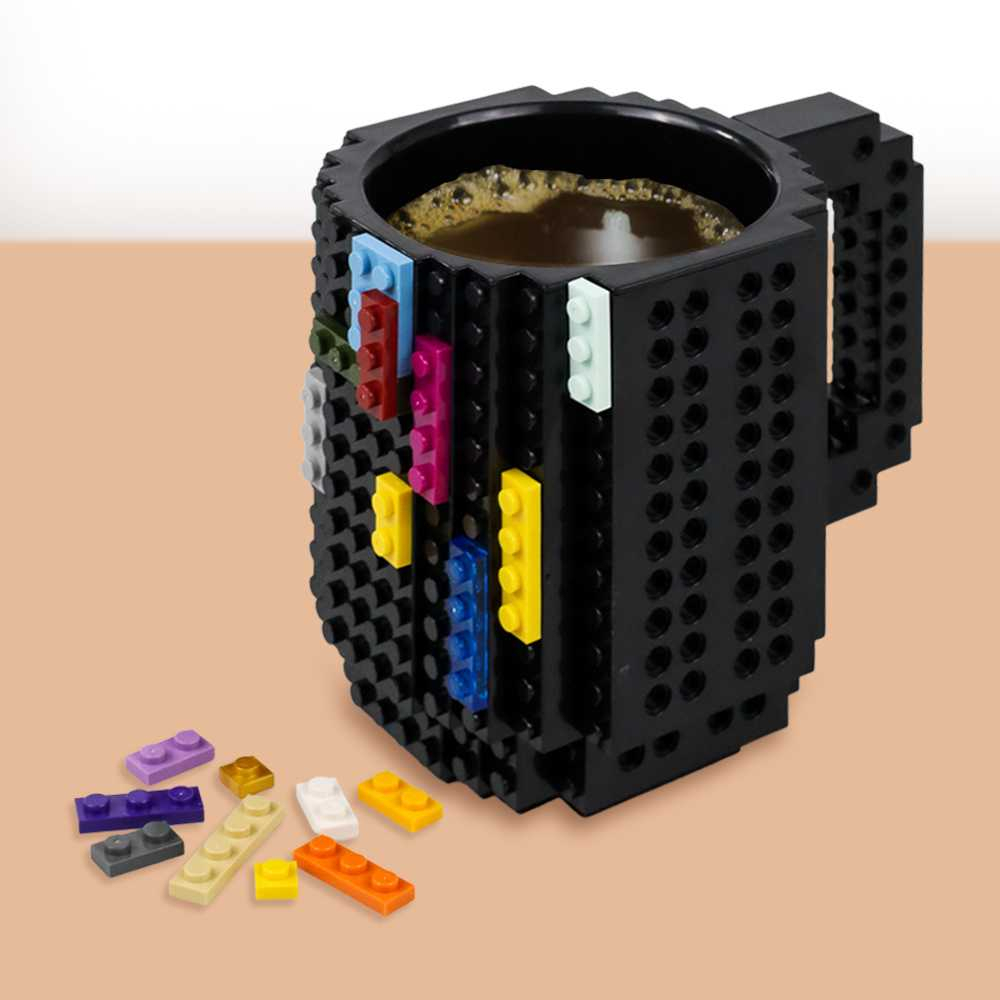 Gelas Mug Cangkir Anak Model Desain LEGO Build-On Brick Toy Cup 350 ml