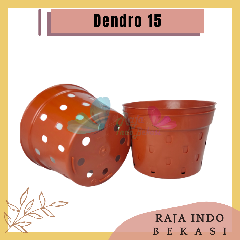 POT DENDRO 15 Merah Bata Coklat Terracota Pot Lubang Banyak Samping Pot Poros Anggrek Aglonema