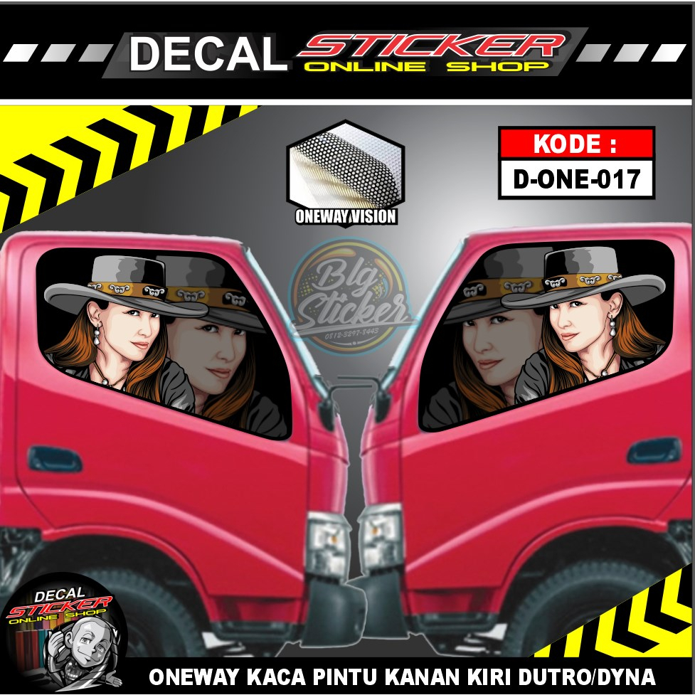 STIKER ONEWAY VISION KACA SAMPING TRUK DYNA DUTRO PRINT VARIASI GAMBAR