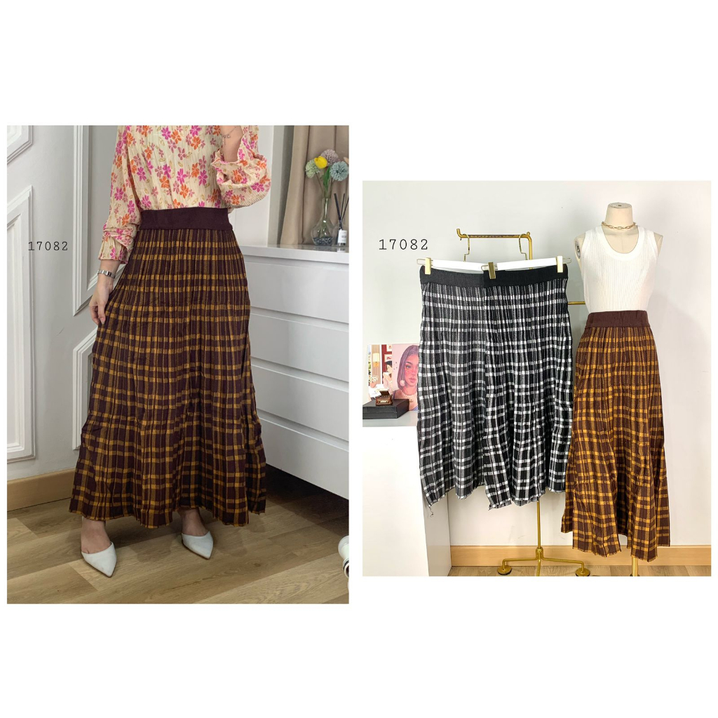 17082 ROK RAJUT PANJANG FULL MOTIF KOTAK ABSTRAK PREMIUM WANITA ROK RAJUT WANITA ROK RAJUT PREMIUM R