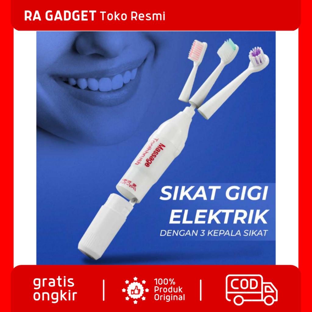 Sikat Gigi Elektric Putar Otomatis Dengan 3 Kepala Sikat Tooth Brush / Sikat Gosok Gigi Elektrik Ele
