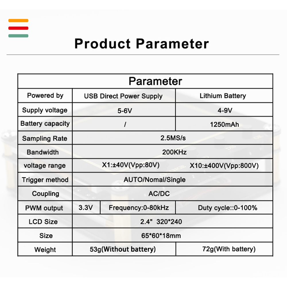 Digital Oscilloscope Analog Bandwidth 2.5MSa/s 200KHz Support AUTO FNIRSI DSO138