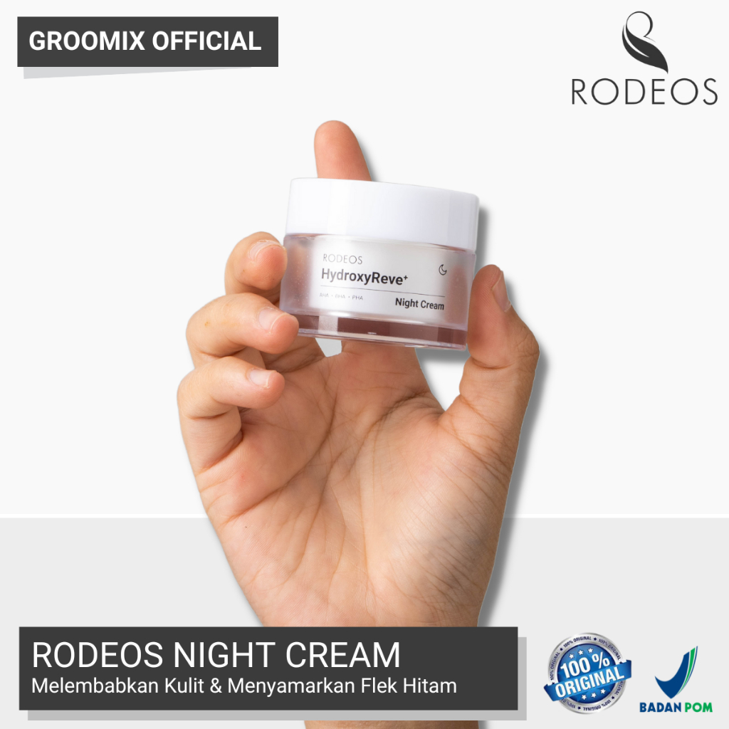 RODEOS Pelembab Wajah Malam Hari Night Cream HydroxyReve RODEOS Cream Malam AHA BHA PHA  Pencerah Wajah BPOM