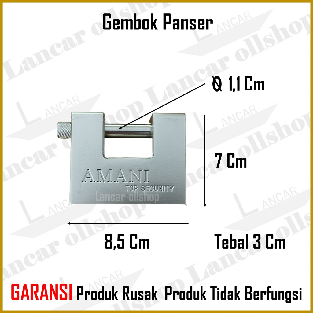 Gembok Panser 84mm Gembok Gudang Anti Maling / Gembok Pagar Putih Besar Anti Rust Anti Maling Anti Cut