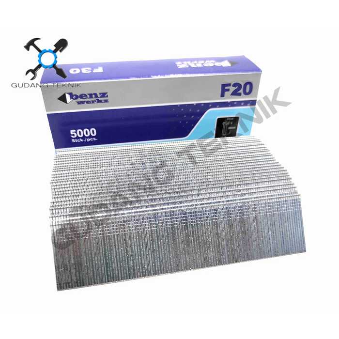 Isi Staples Paku Tembak Model LURUS 20mm 5000pcs F20 BENZ / Refil Refill Isi Ulang Mesin Air Nailer Angin Stapler Gun F 20 BENZ