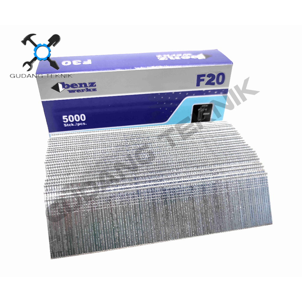 Isi Staples Paku Tembak F20 LURUS 5000pcs BENZ / Refil Refill Isi Ulang Mesin Air Nailer Angin Stapler Gun BENZ