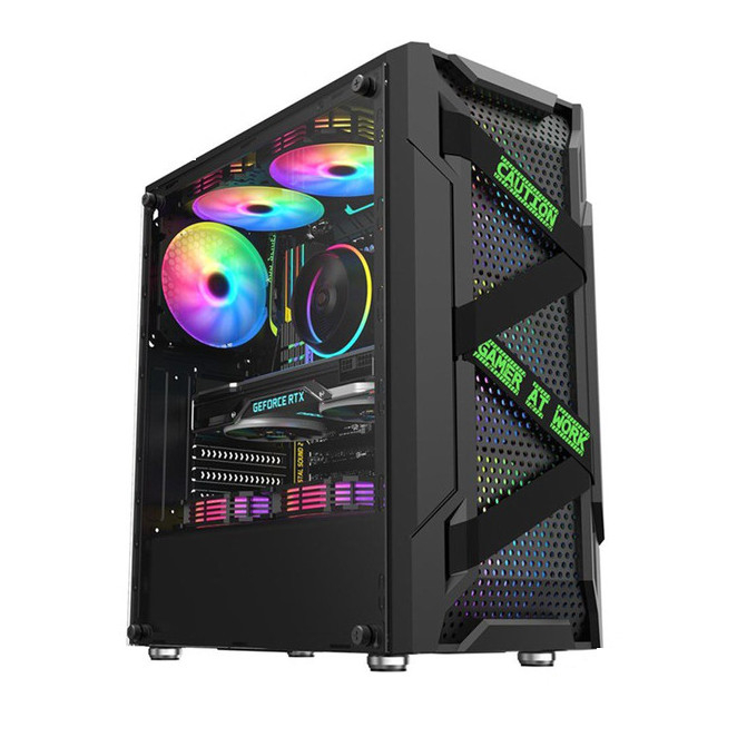 Casing Gaming Raptor Fotress + 3 Fan RGB - Hitam